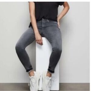 Good American Gray Good Legs Crop Fray Hem Stretch Denim Jeans Size 0 / 25